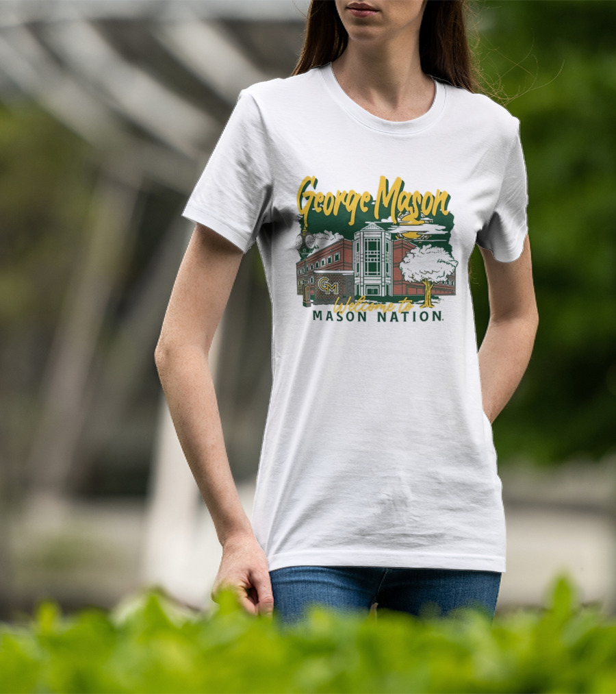 George Mason University Welcome To Mason Nation Iconic Campus Building And Tower T-Shirt