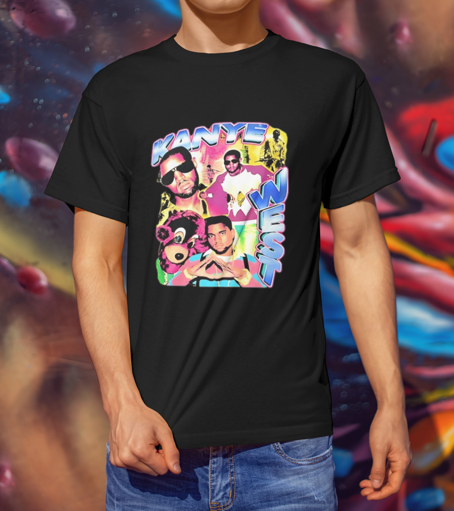 Kanye West Vintage Yeezy Bear Collage Hip Hop Rap Legend T-Shirt