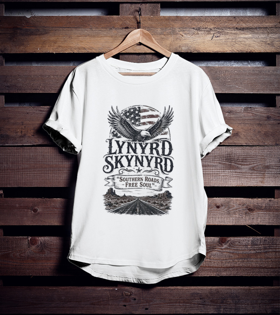 Lynyrd Skynyrd Southern Roads Free Soul American Flag Eagle T-Shirt
