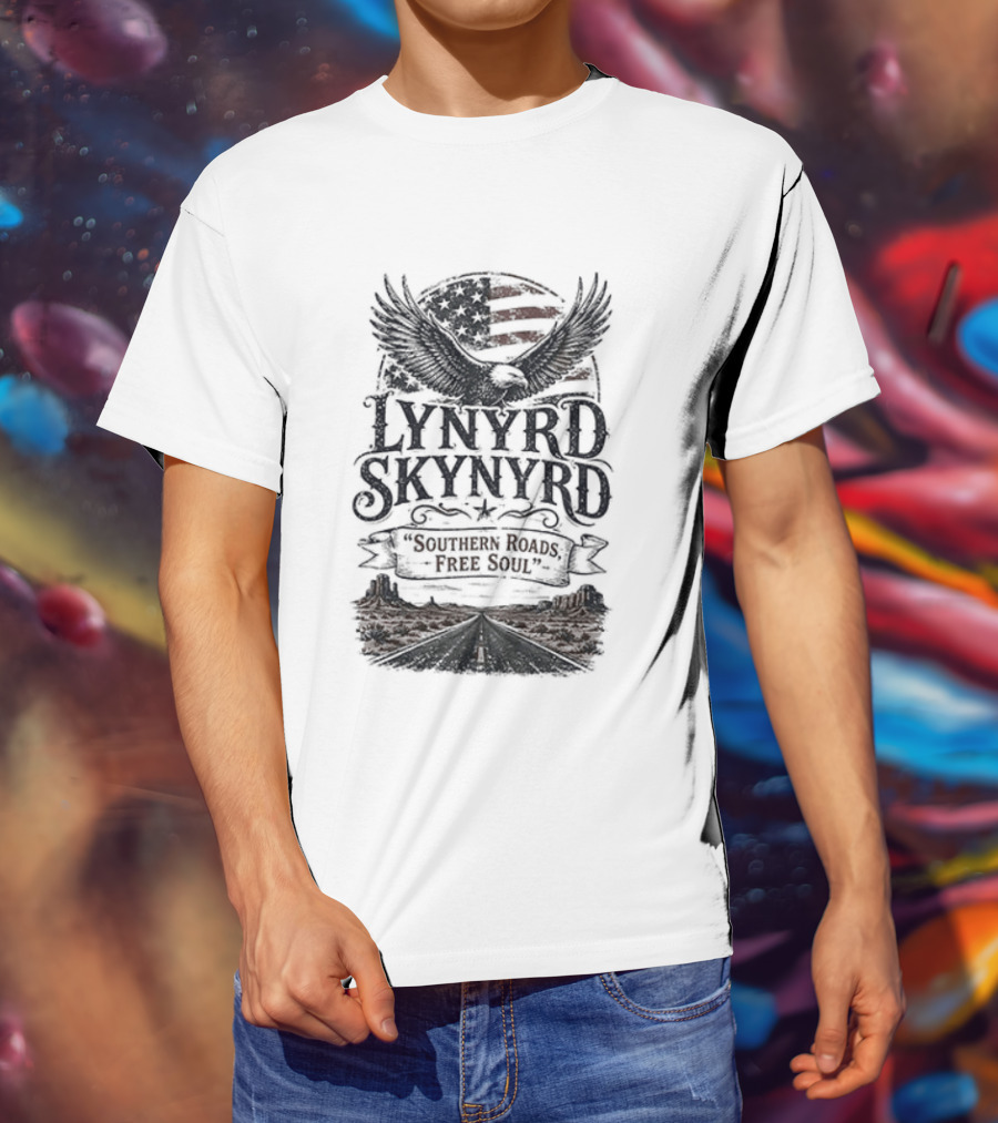 Lynyrd Skynyrd Southern Roads Free Soul American Flag Eagle T-Shirt