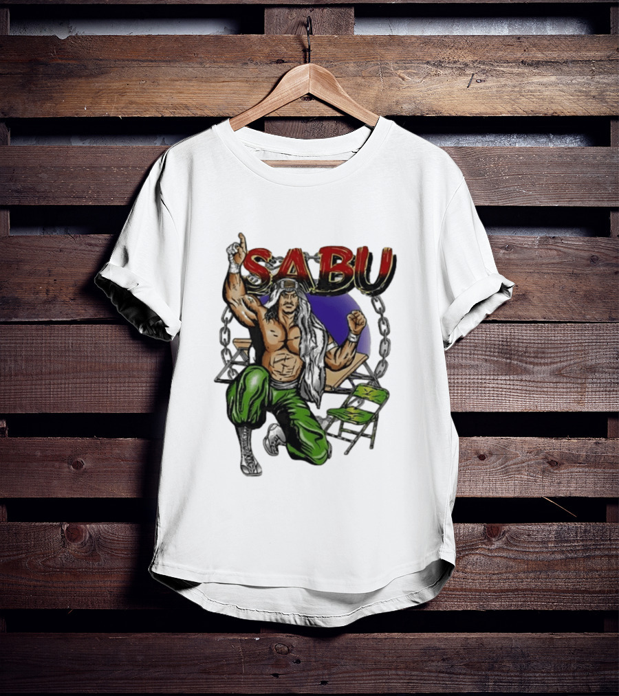 Sabu ECW Wrestling Terry Brunk Character Illustration With Chairs And Chains T-Shirt