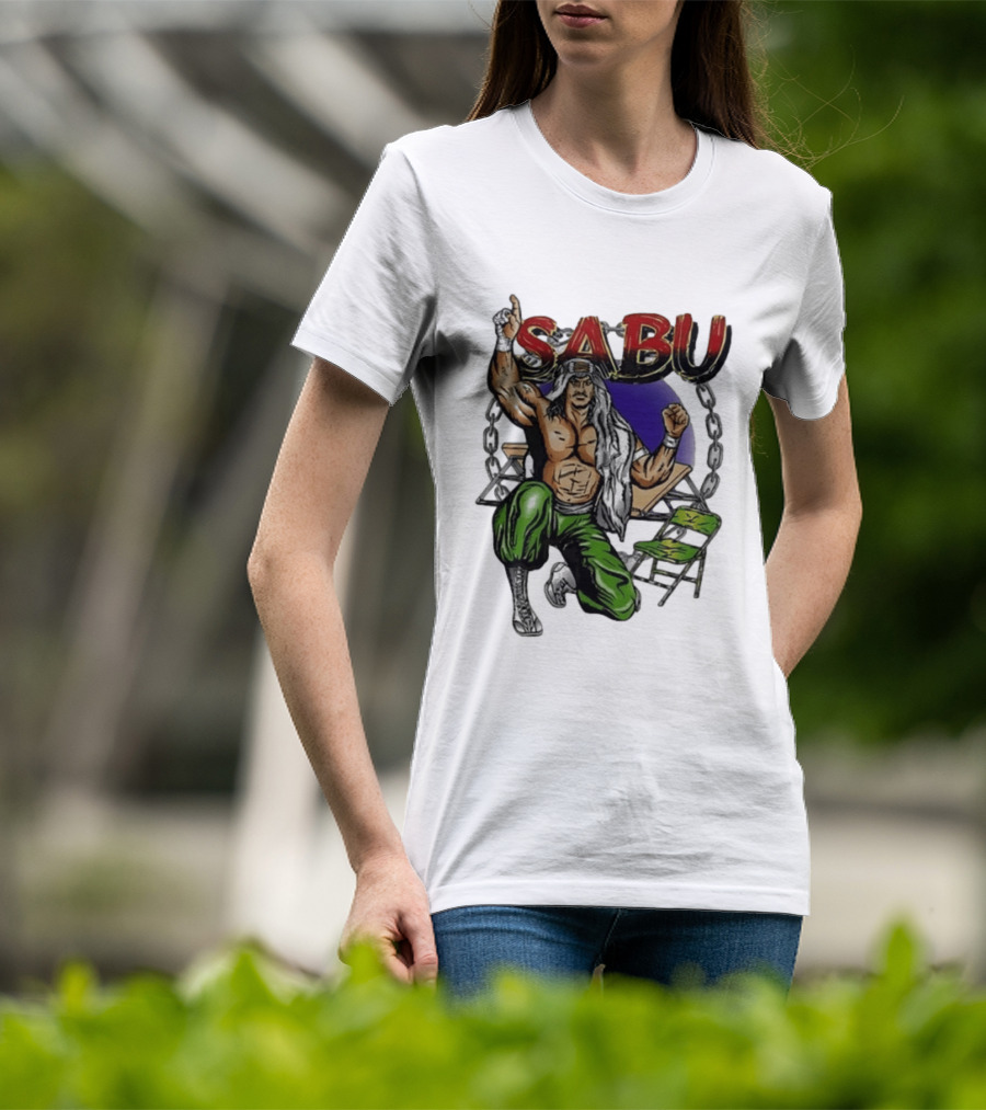 Sabu ECW Wrestling Terry Brunk Character Illustration With Chairs And Chains T-Shirt