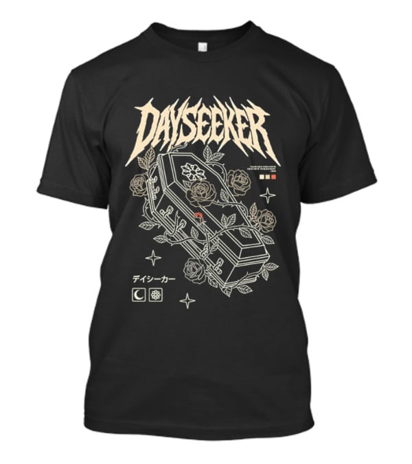Dayseeker Coffin And Roses Metalcore Japanese Text Moon Star T-Shirt