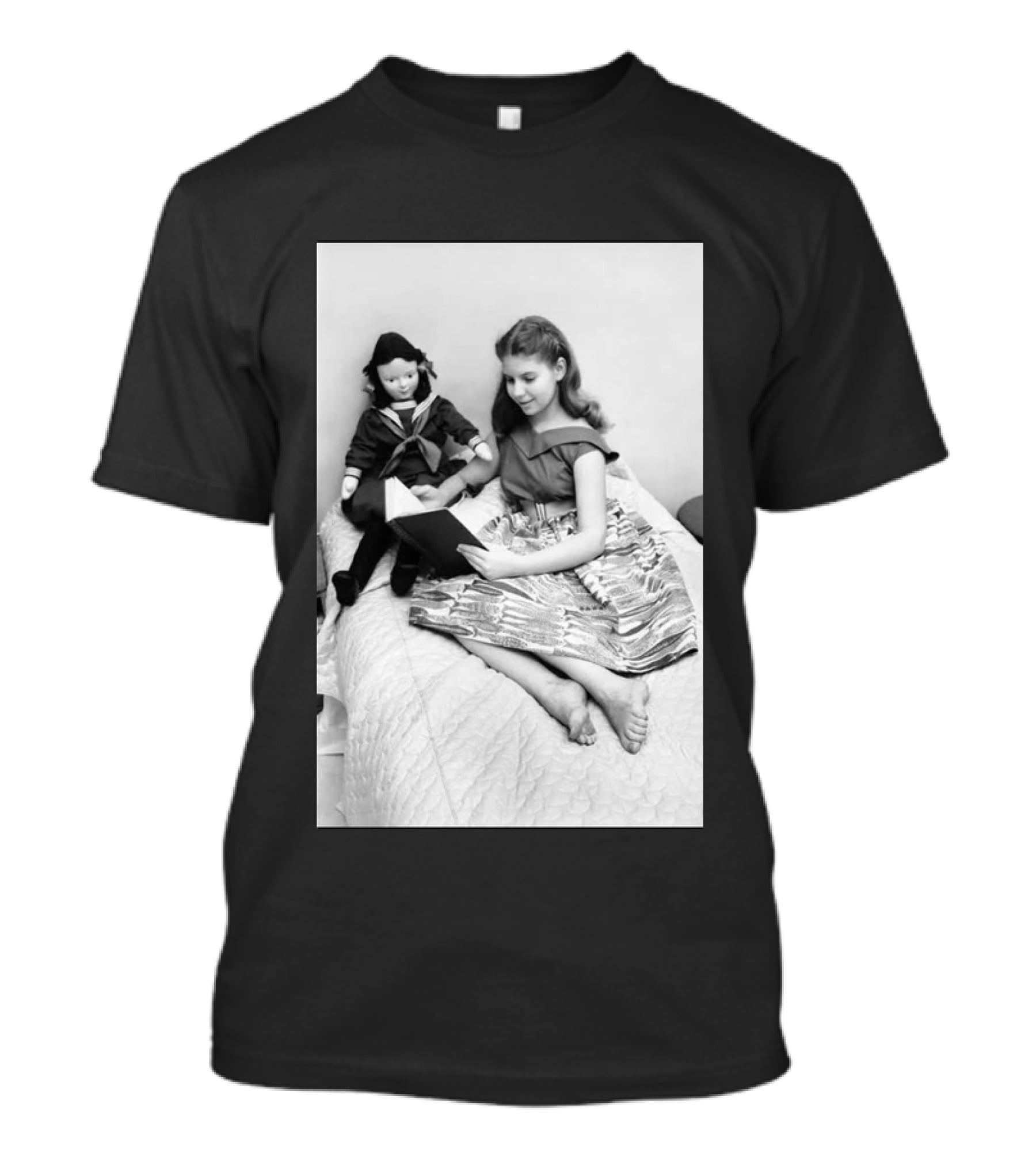 Robin Morgan Young Girl Reading With Doll Vintage Photograph T-Shirt