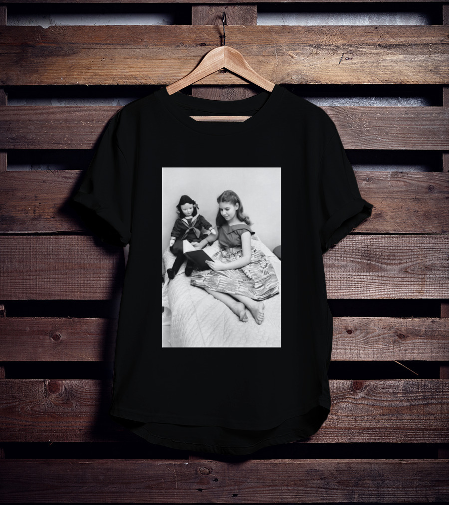 Robin Morgan Young Girl Reading With Doll Vintage Photograph T-Shirt