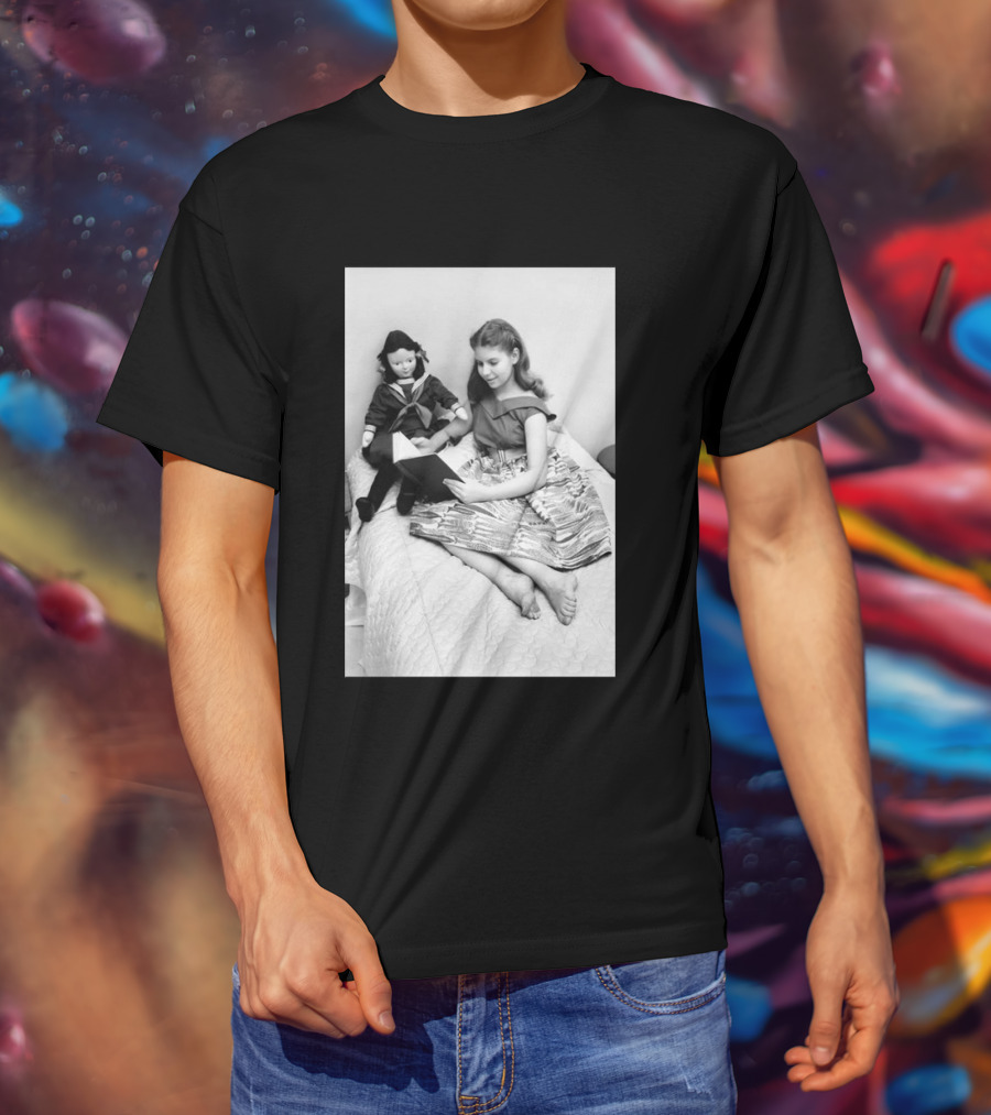 Robin Morgan Young Girl Reading With Doll Vintage Photograph T-Shirt