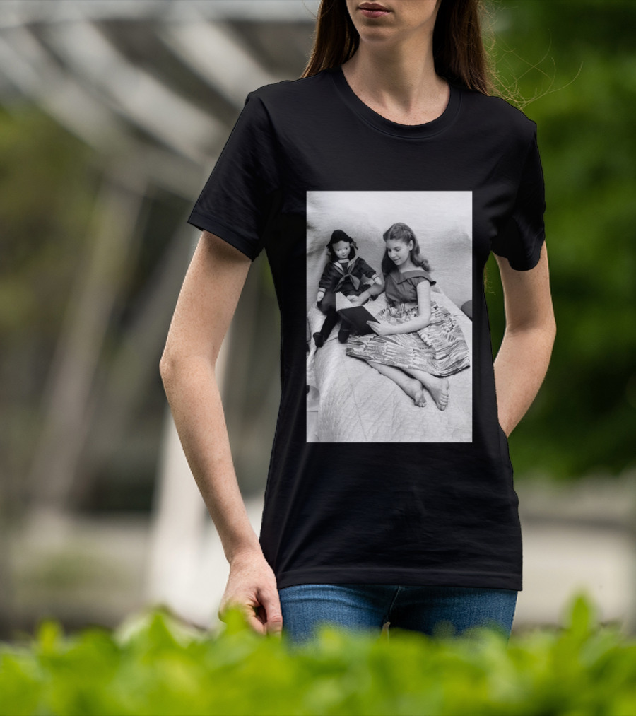 Robin Morgan Young Girl Reading With Doll Vintage Photograph T-Shirt