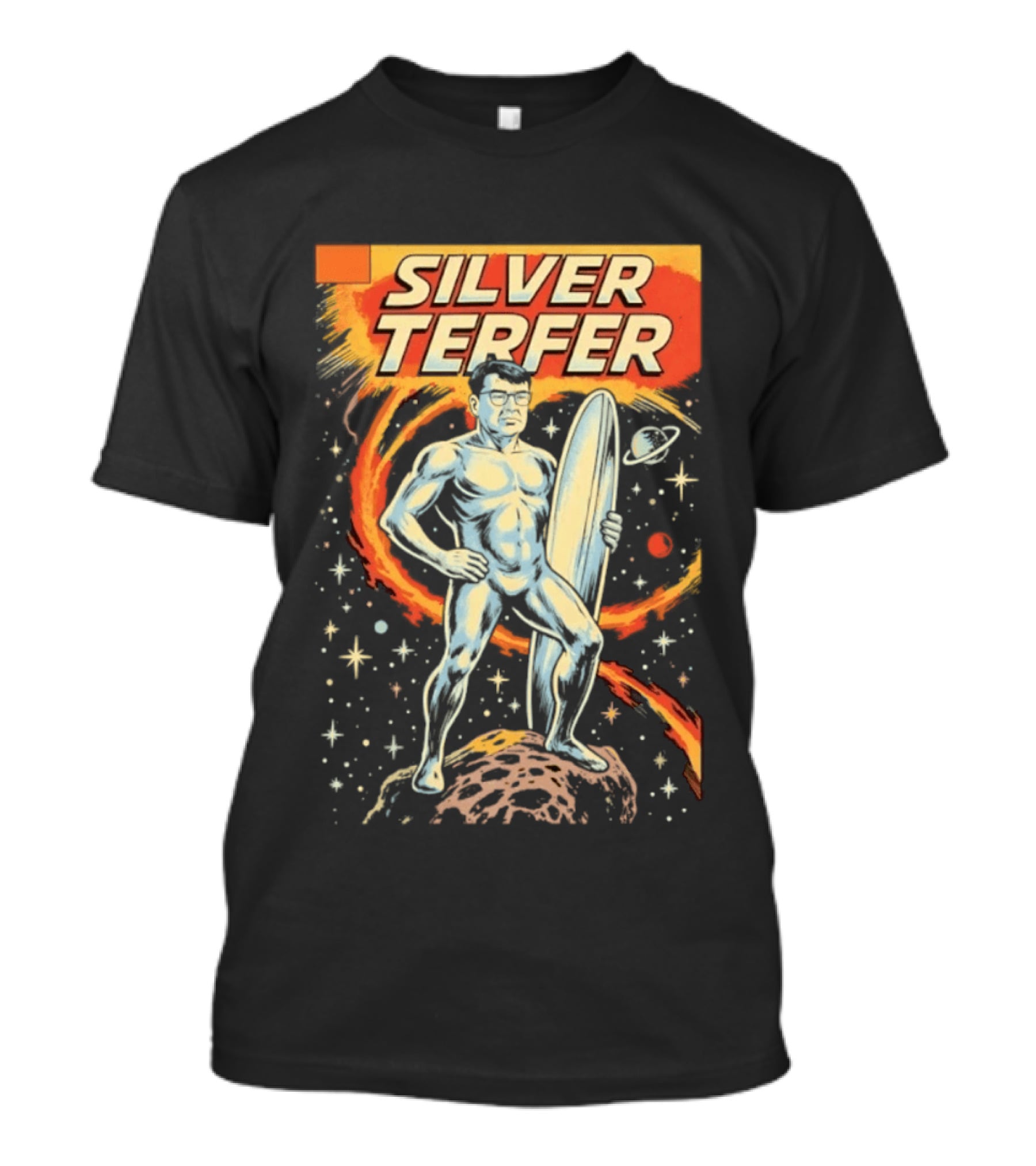 Silver Terfer Cosmic Voyager Retro Comic T-Shirt