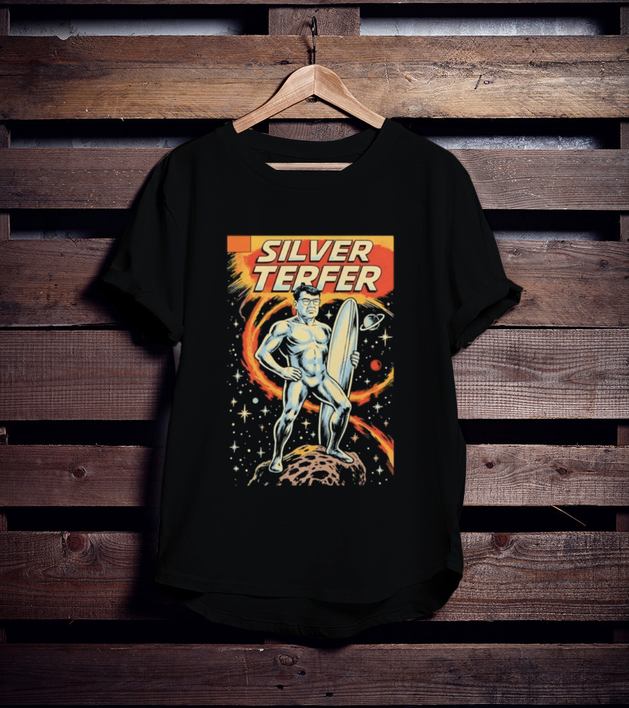 Silver Terfer Cosmic Voyager Retro Comic T-Shirt