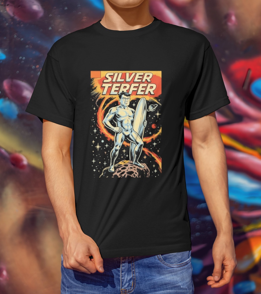 Silver Terfer Cosmic Voyager Retro Comic T-Shirt