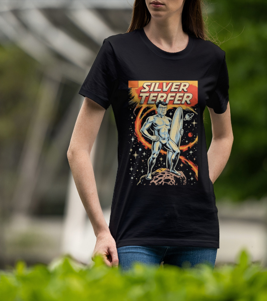 Silver Terfer Cosmic Voyager Retro Comic T-Shirt