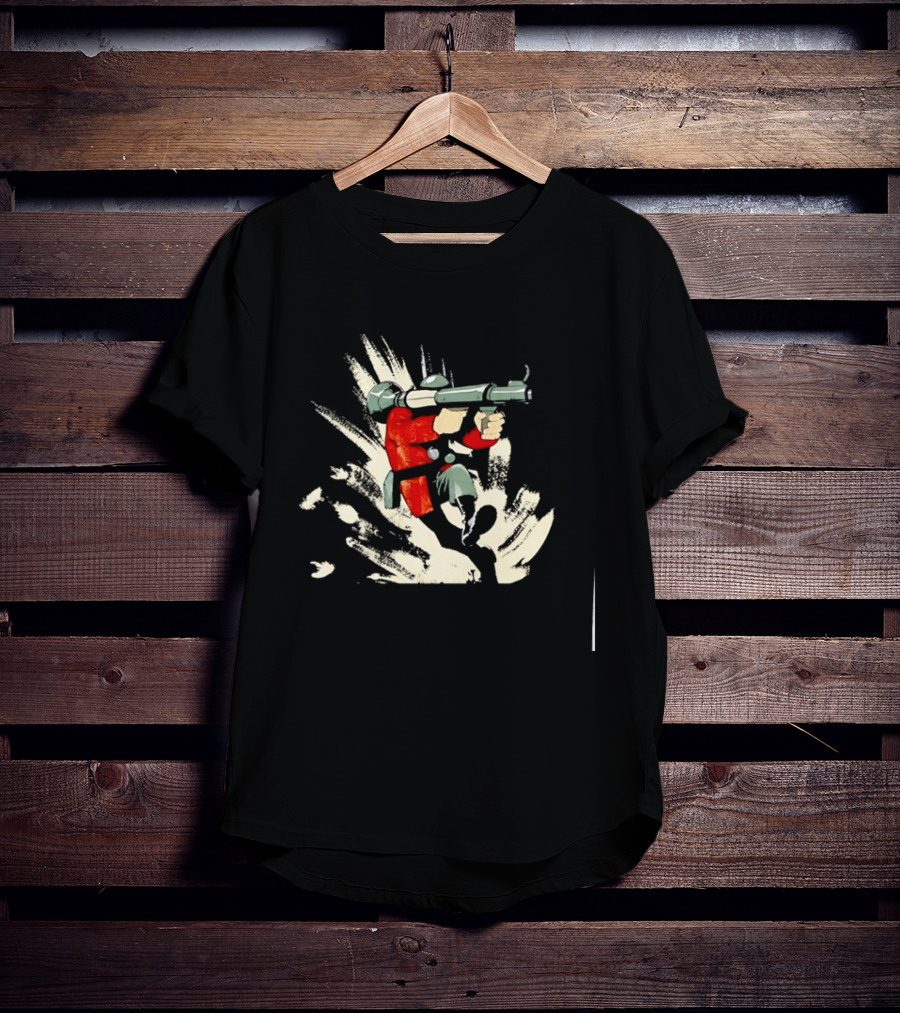 Team Fortress 2 Soldier Rocket Launcher Action Pose Explosive Blast T-Shirt