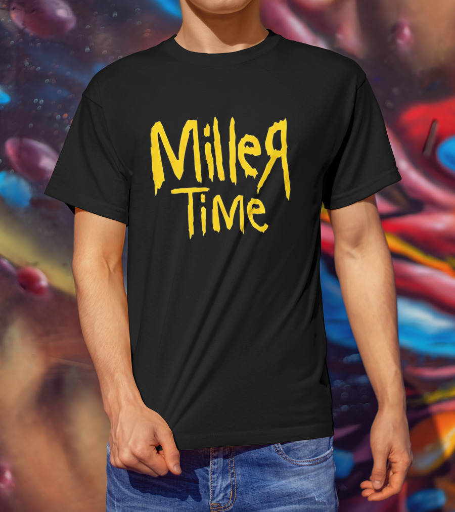 Miller Time Catchphrase Beer Culture Vintage Style Retro Yellow T-Shirt