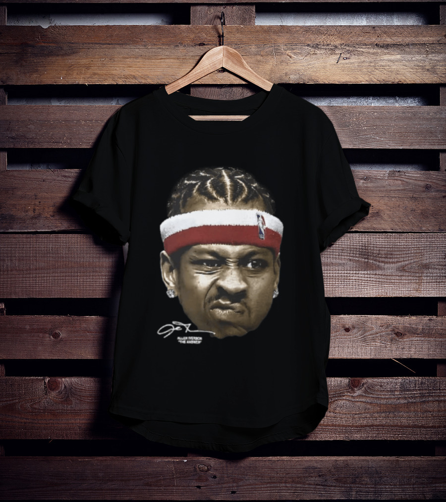 Allen Iverson Grimacing Face NBA Headband Earrings The Answer Signature T-Shirt
