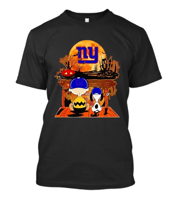 New York Giants Charlie Brown Snoopy Halloween Moon T-Shirt