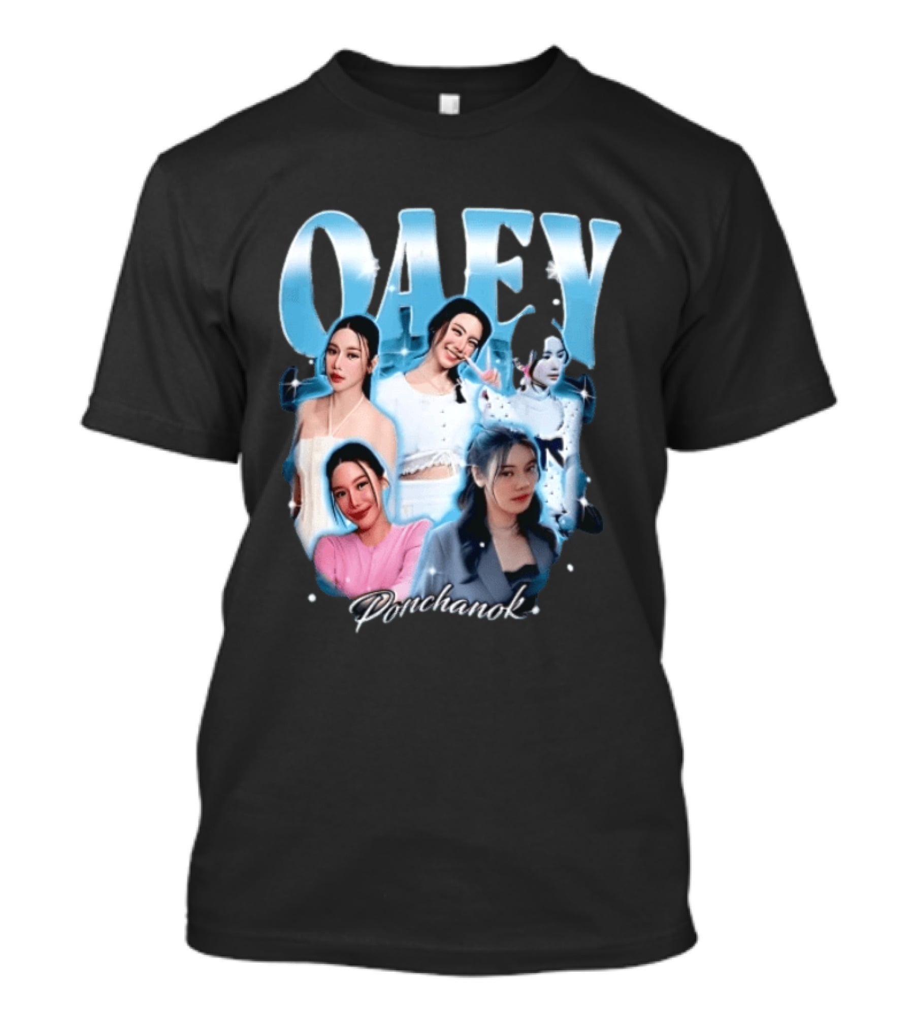 Oaey Ponchanok Woman Collage Blue Aura Sparkles Bootleg T-Shirt