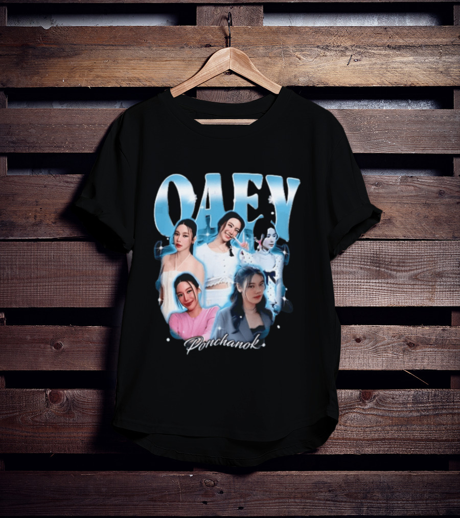 Oaey Ponchanok Woman Collage Blue Aura Sparkles Bootleg T-Shirt