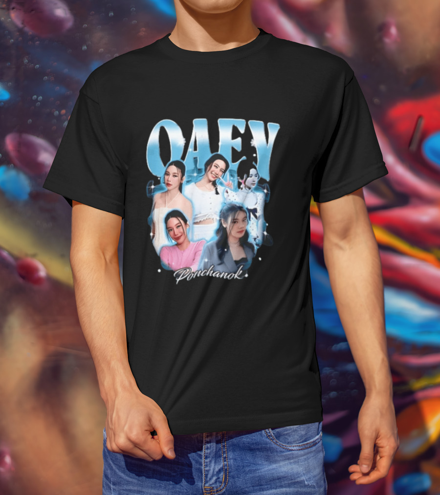 Oaey Ponchanok Woman Collage Blue Aura Sparkles Bootleg T-Shirt
