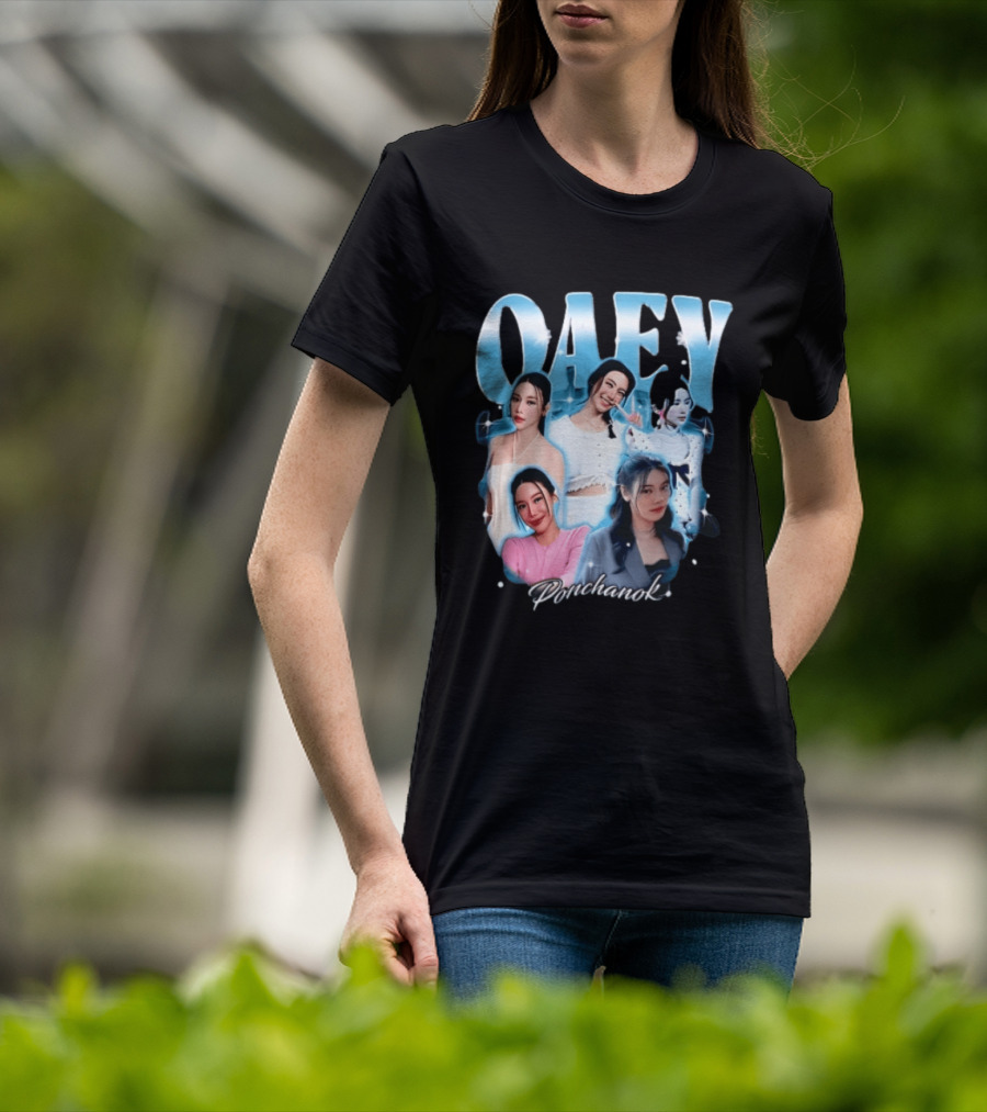 Oaey Ponchanok Woman Collage Blue Aura Sparkles Bootleg T-Shirt