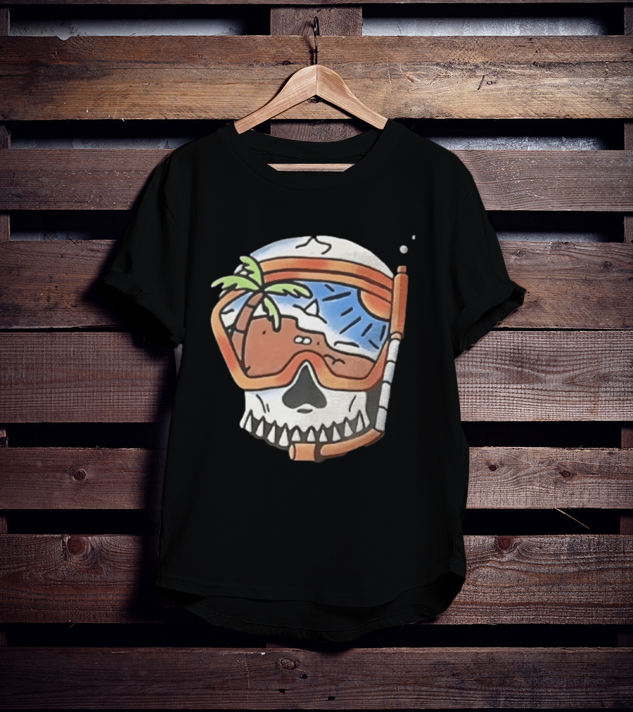 Tropical Island Snorkel Skull Beach Ocean Vacation Summer Fun T-Shirt