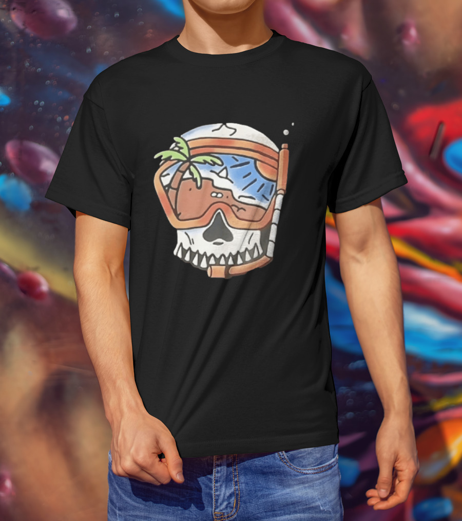 Tropical Island Snorkel Skull Beach Ocean Vacation Summer Fun T-Shirt
