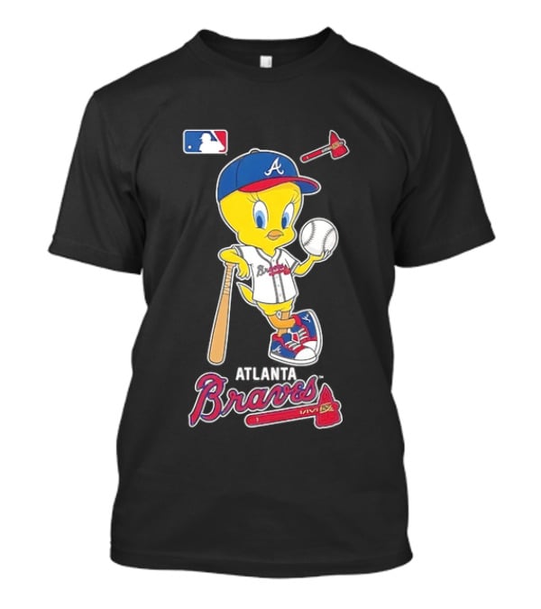MLB Atlanta Braves Tweety Bird Baseball Bat And Ball T-Shirt