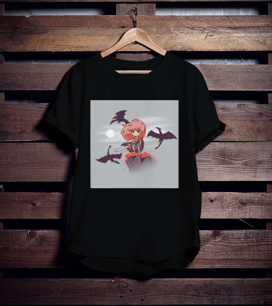 Princesse Guerrière Nerdy Anime Warrior With Sword And Dragons T-Shirt
