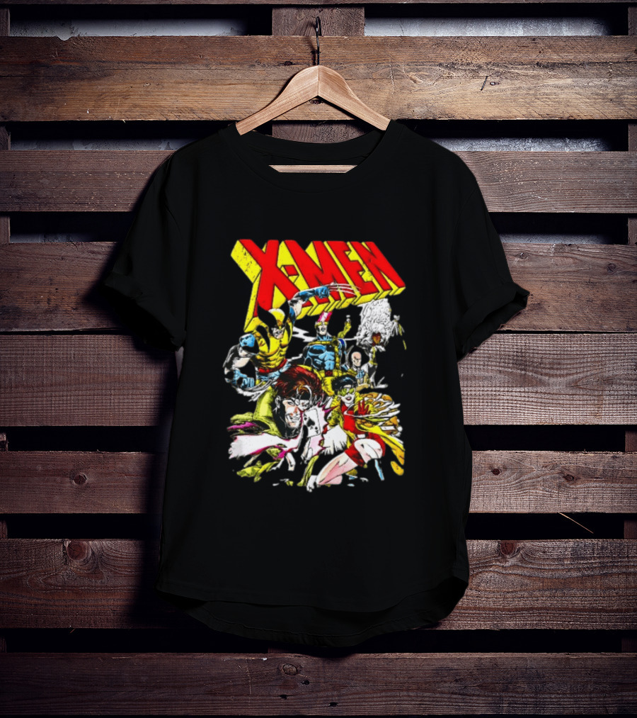 X Men Wolverine Gambit Jubilee Cyclops Storm Classic Comic Characters Distressed T-Shirt