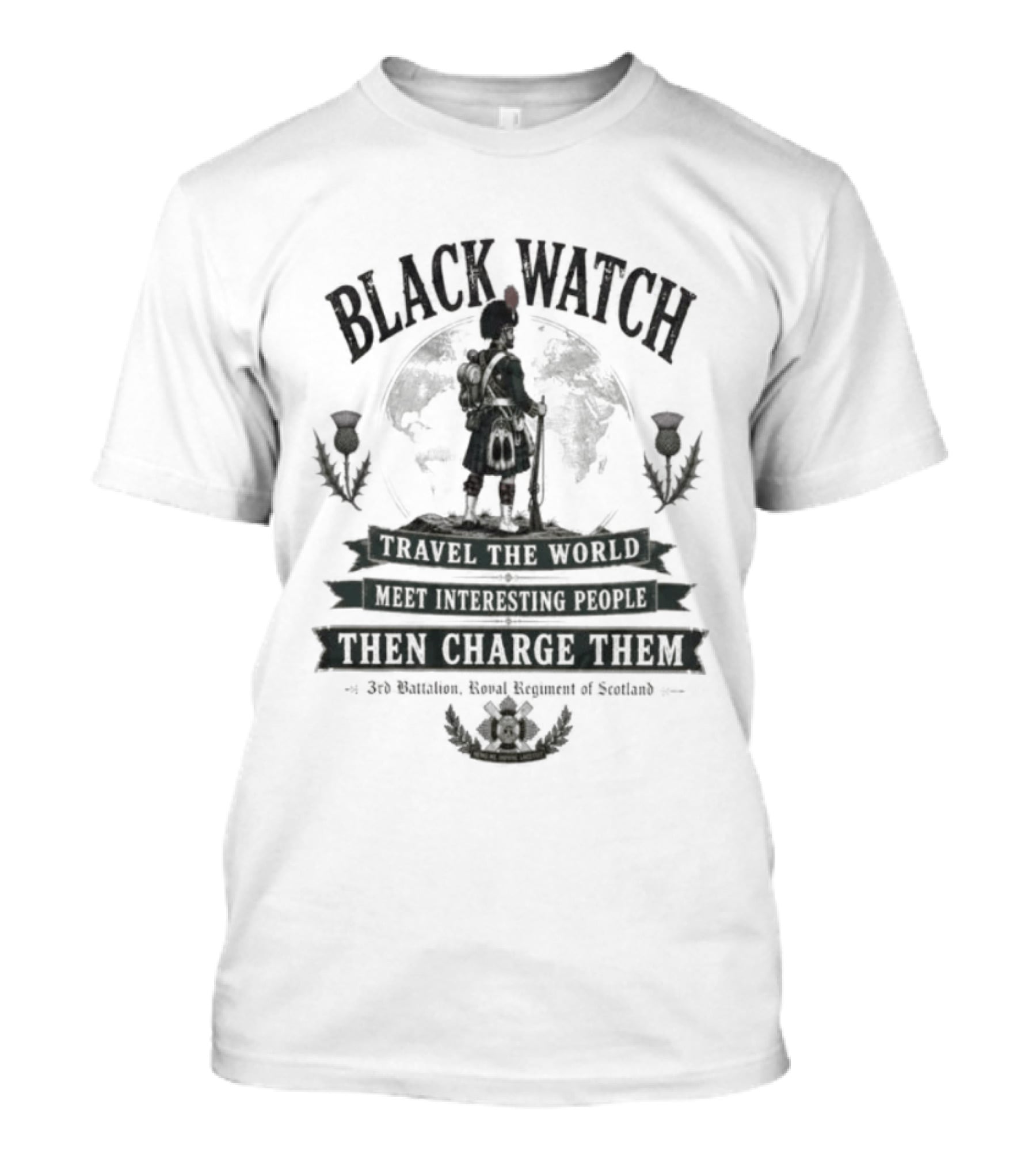 Black Travel The World Meet Interesting People Then Charge Them Vintage Military Humor T-Shirt