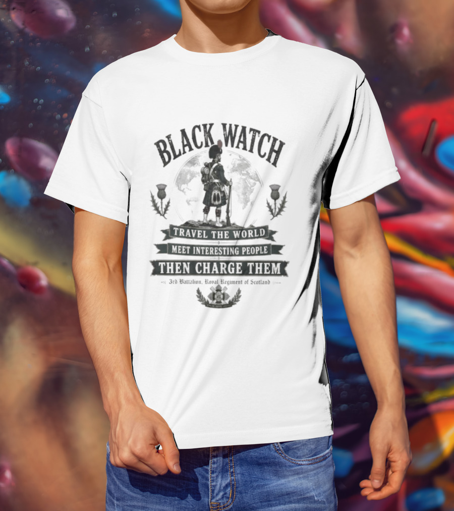 Black Travel The World Meet Interesting People Then Charge Them Vintage Military Humor T-Shirt