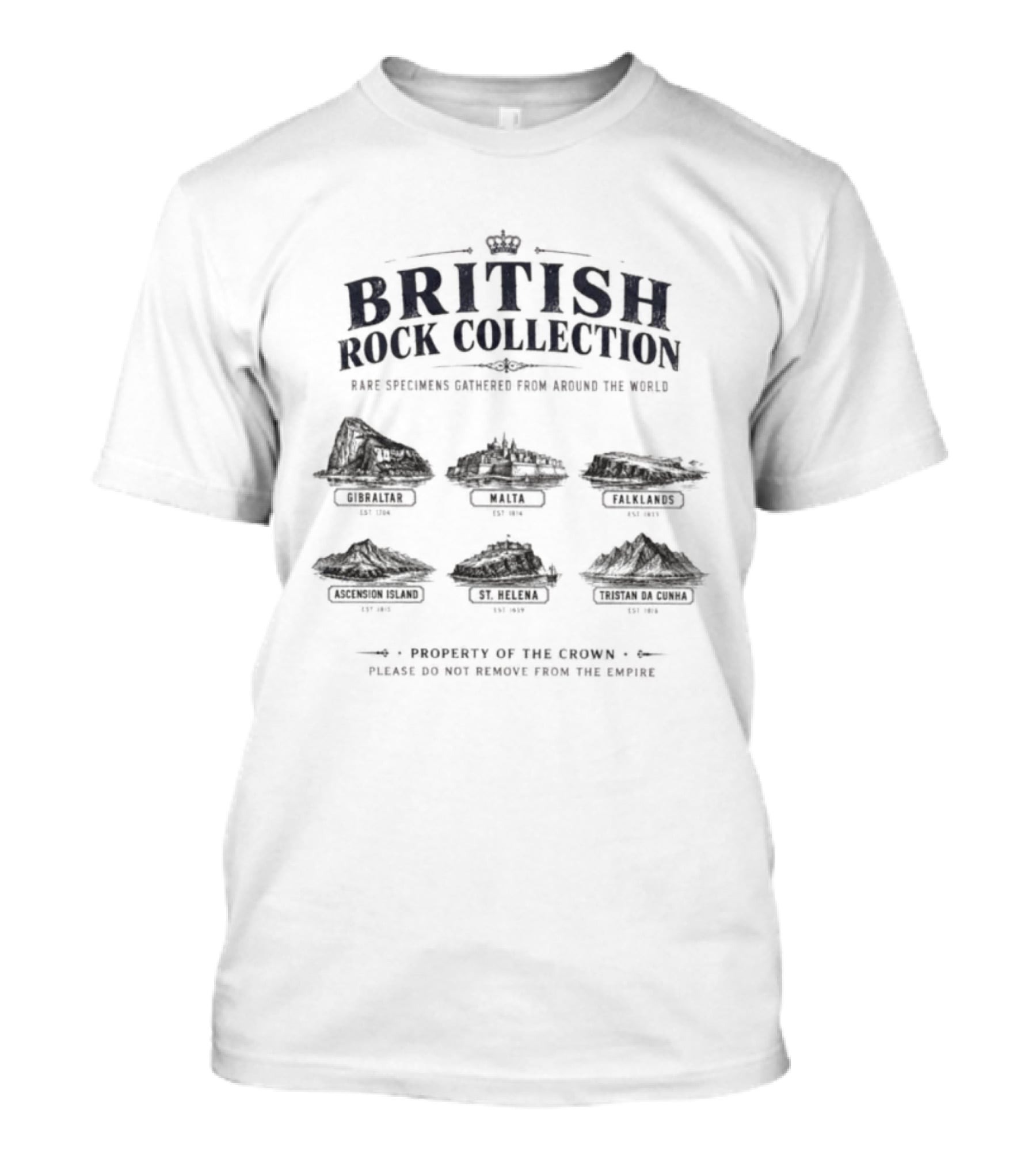 British Rock Collection Rare Specimens Gathered Exhibit Stonehenge, The Beatles, Led Zeppelin, Pink Floyd, Queen, The Rolling Stones T-Shirt
