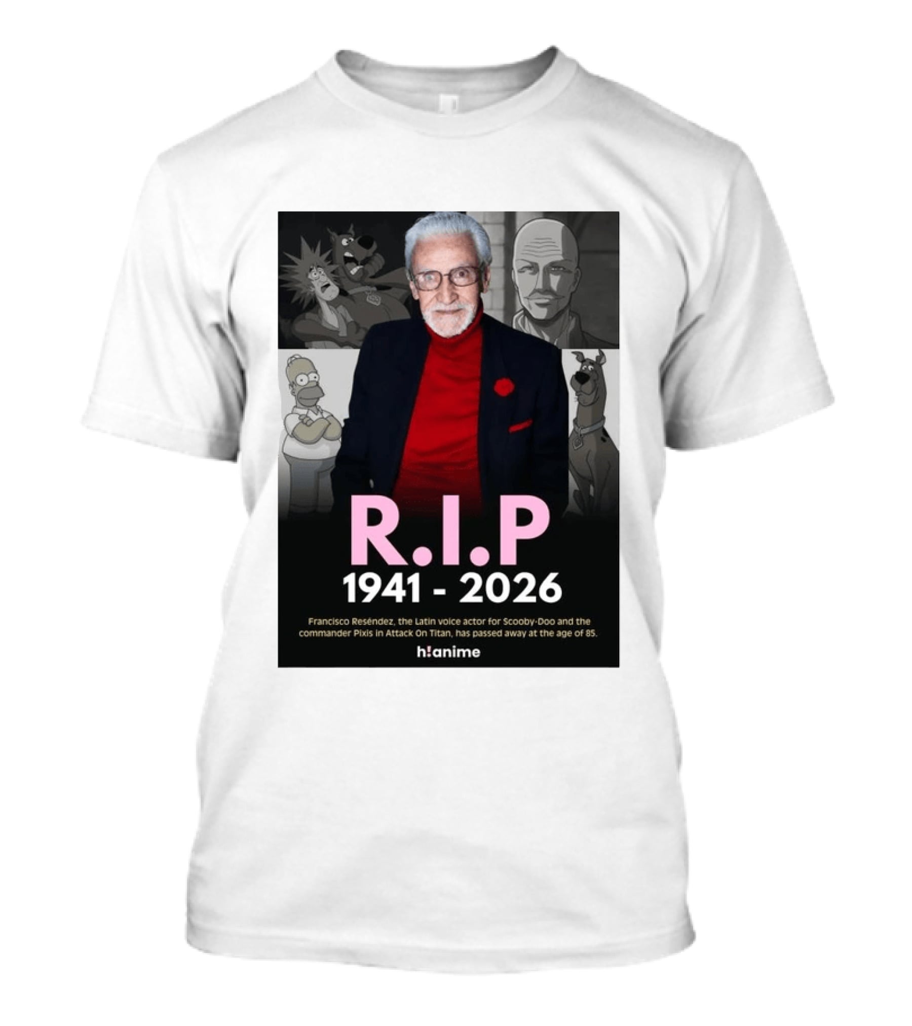 RIP Francisco Reséndez 1941 2026 Scooby Doo Attack On Titan Voice Actor Memorial T-Shirt