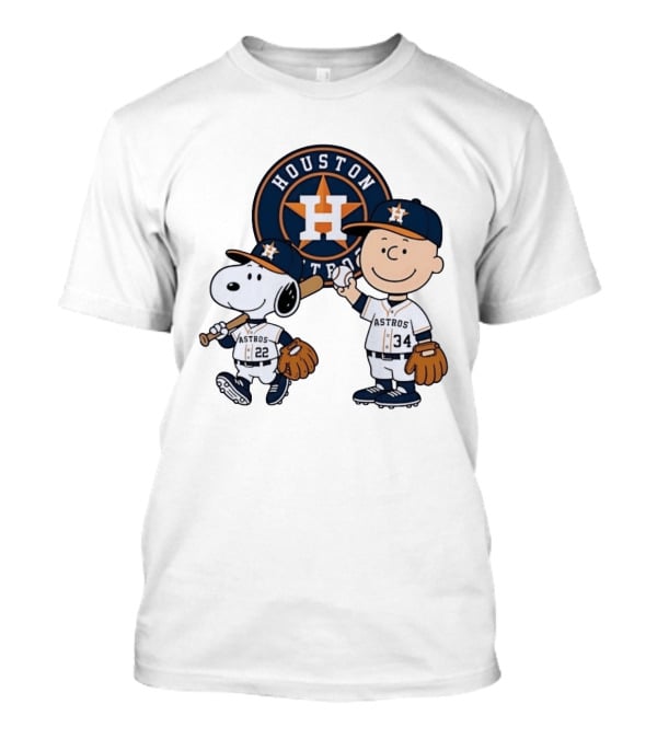 Houston Astros Snoopy Charlie Brown Baseball Player Characters T-Shirt