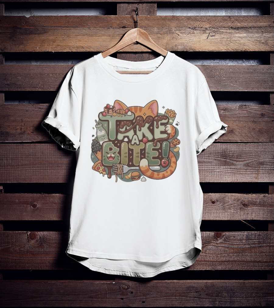 Take A Bite Tabitha's Choice Catnip Tea Pizza Cookies Fries Cat Burger T-Shirt
