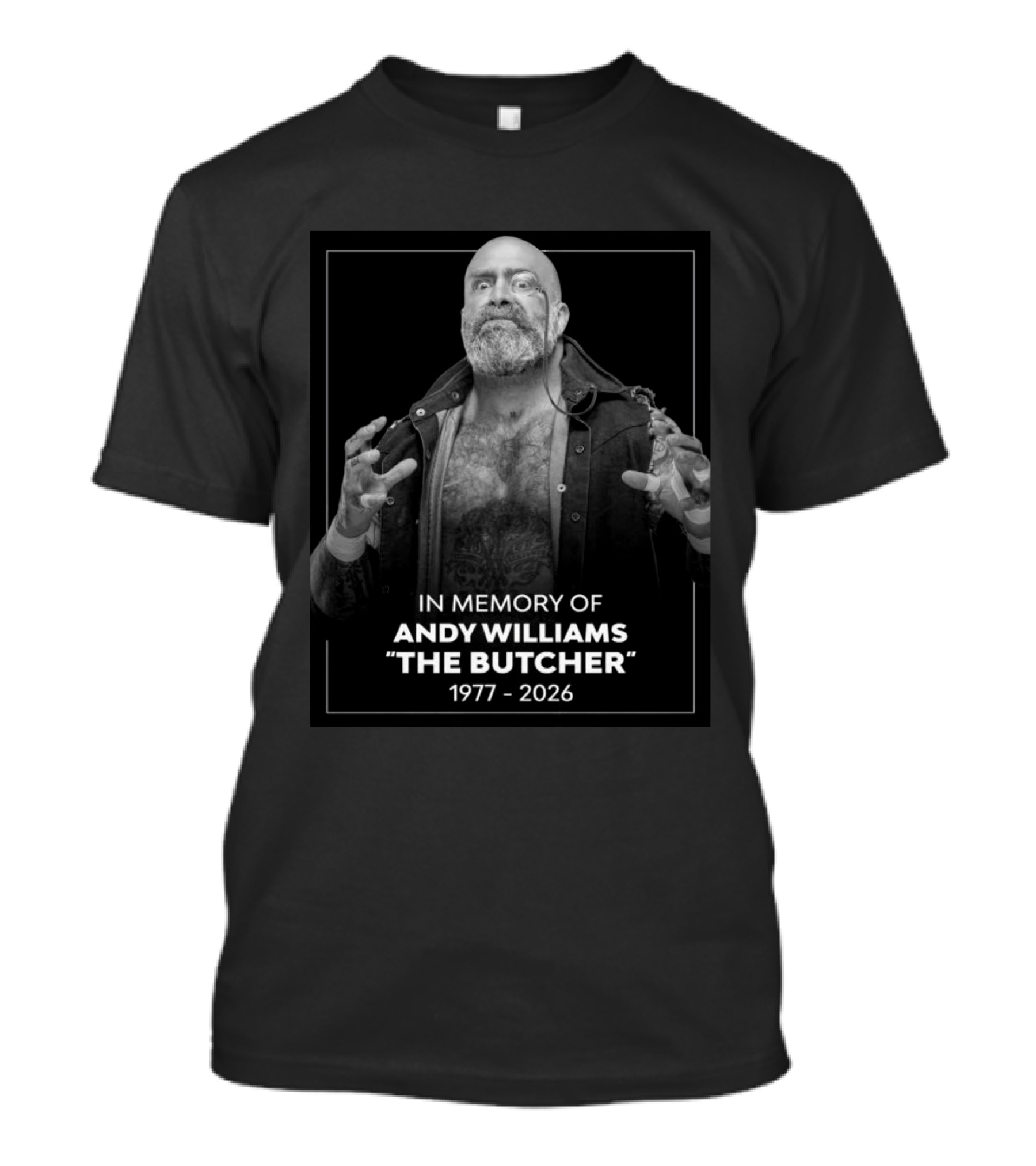 Andy Williams The Butcher AEW Memorial 1977 2026 In Memory T-Shirt