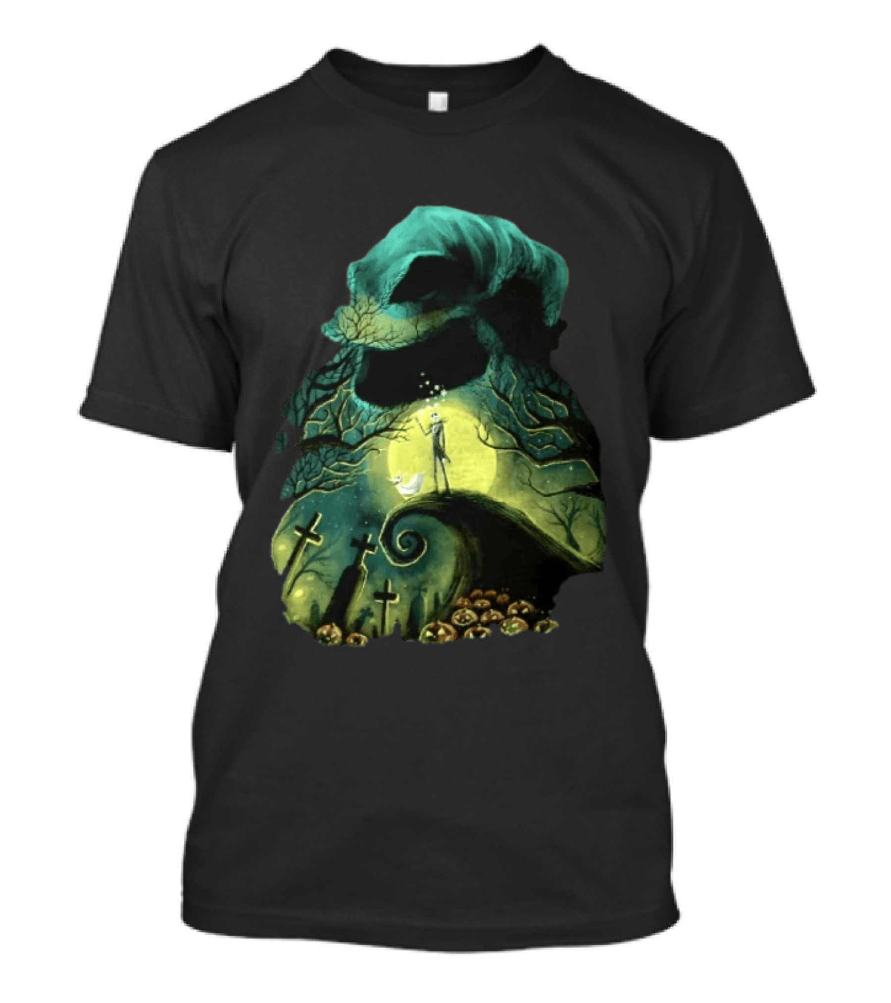 The Nightmare Before Christmas Jack Skellington Zero Oogie Boogie Moonlit Scene T-Shirt