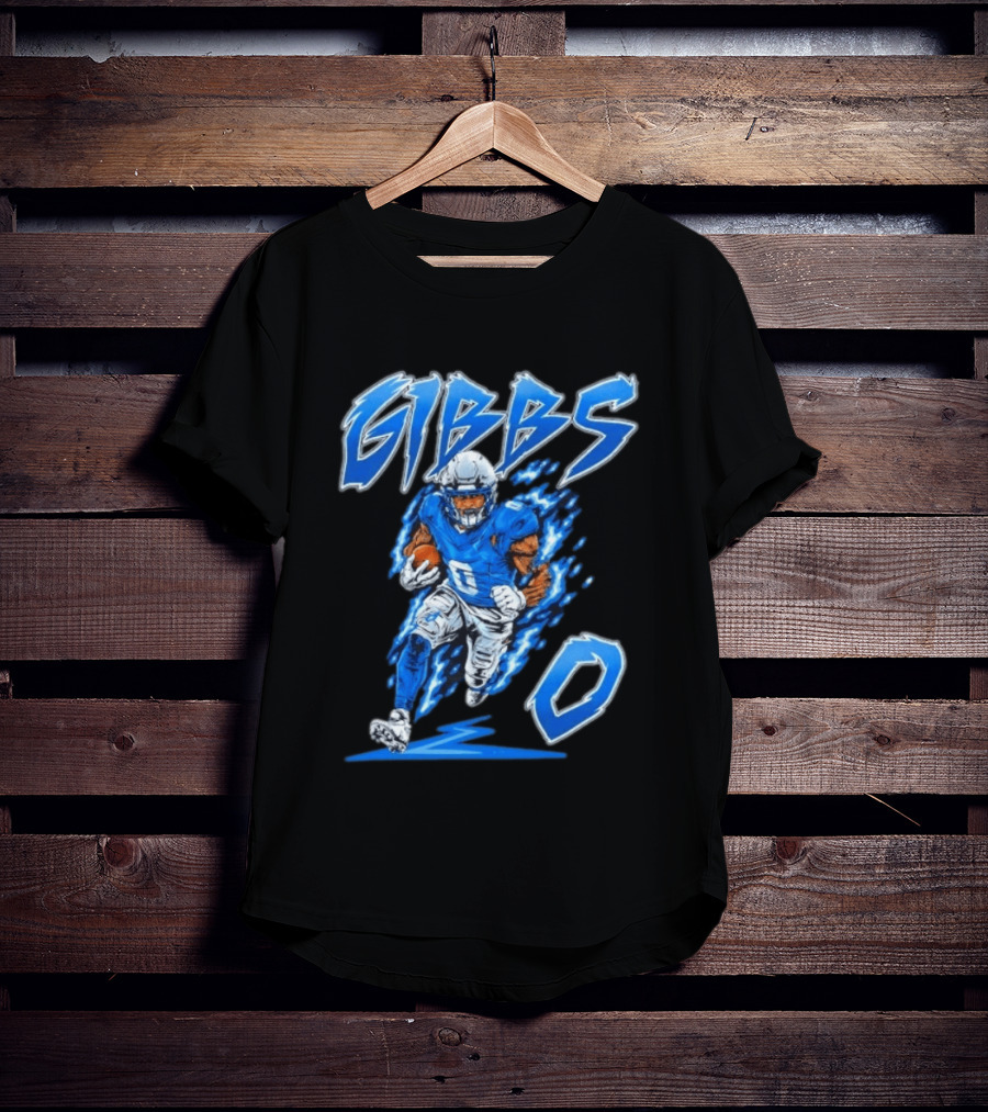 Gibbs No 0 Detroit Lions Football Player Action T-Shirt