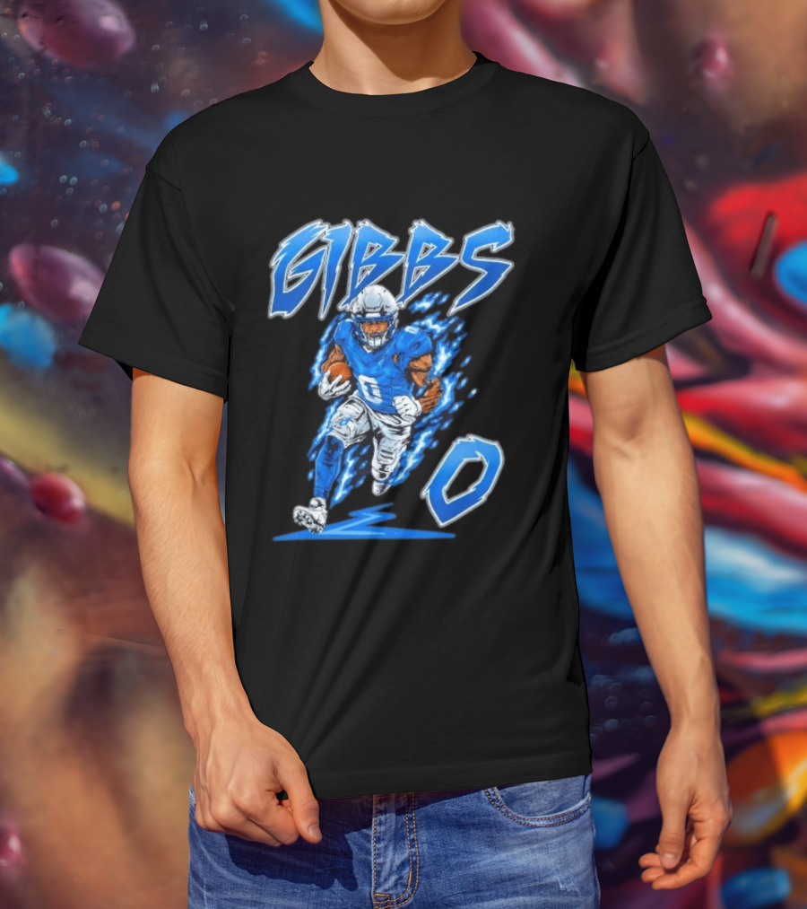 Gibbs No 0 Detroit Lions Football Player Action T-Shirt