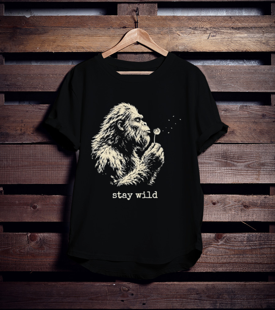 Stay Wild Bigfoot Blowing Dandelion Seeds T-Shirt