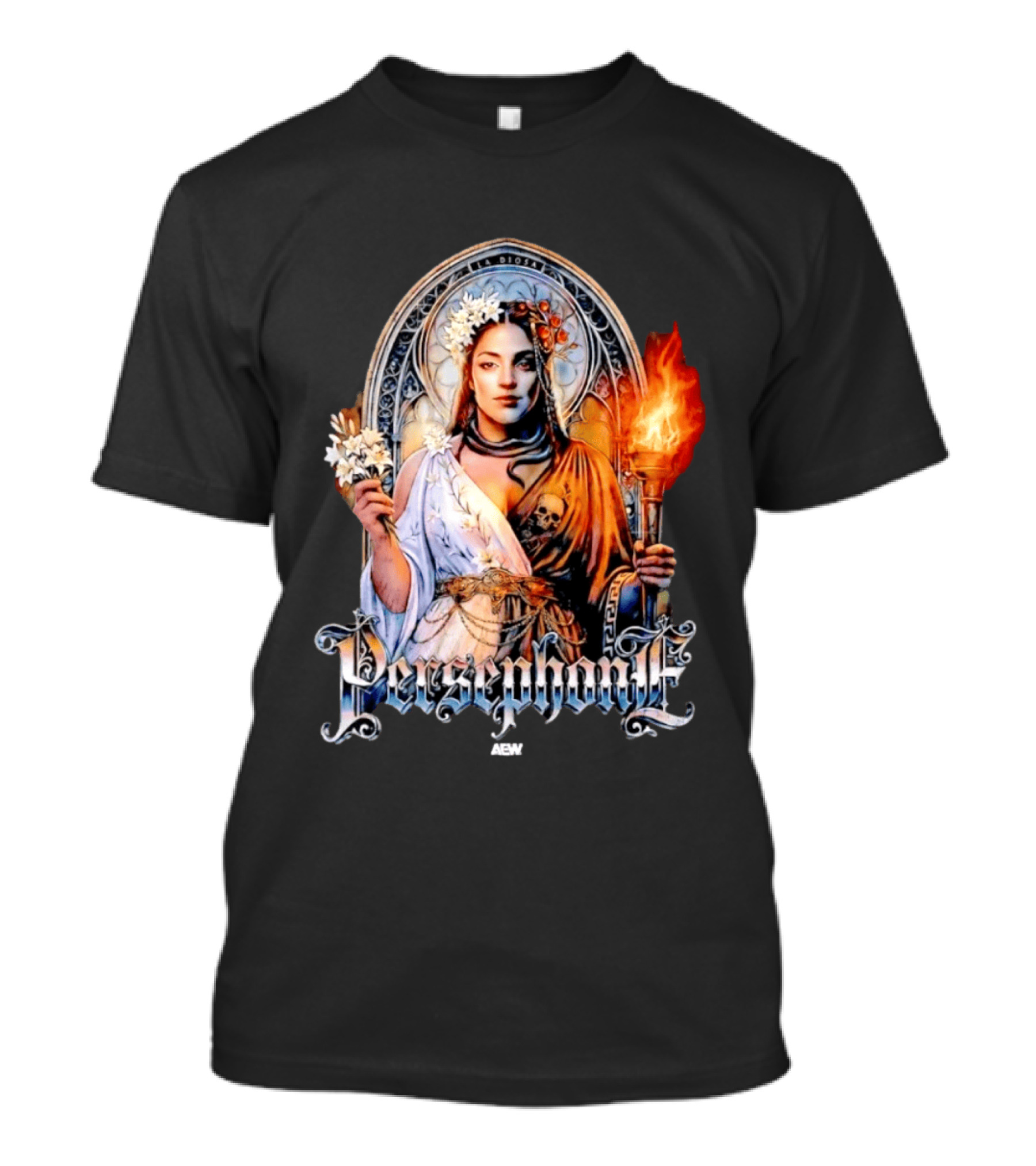 La Diosa Persephone Mythology AEW Wrestling Flame And Flowers T-Shirt