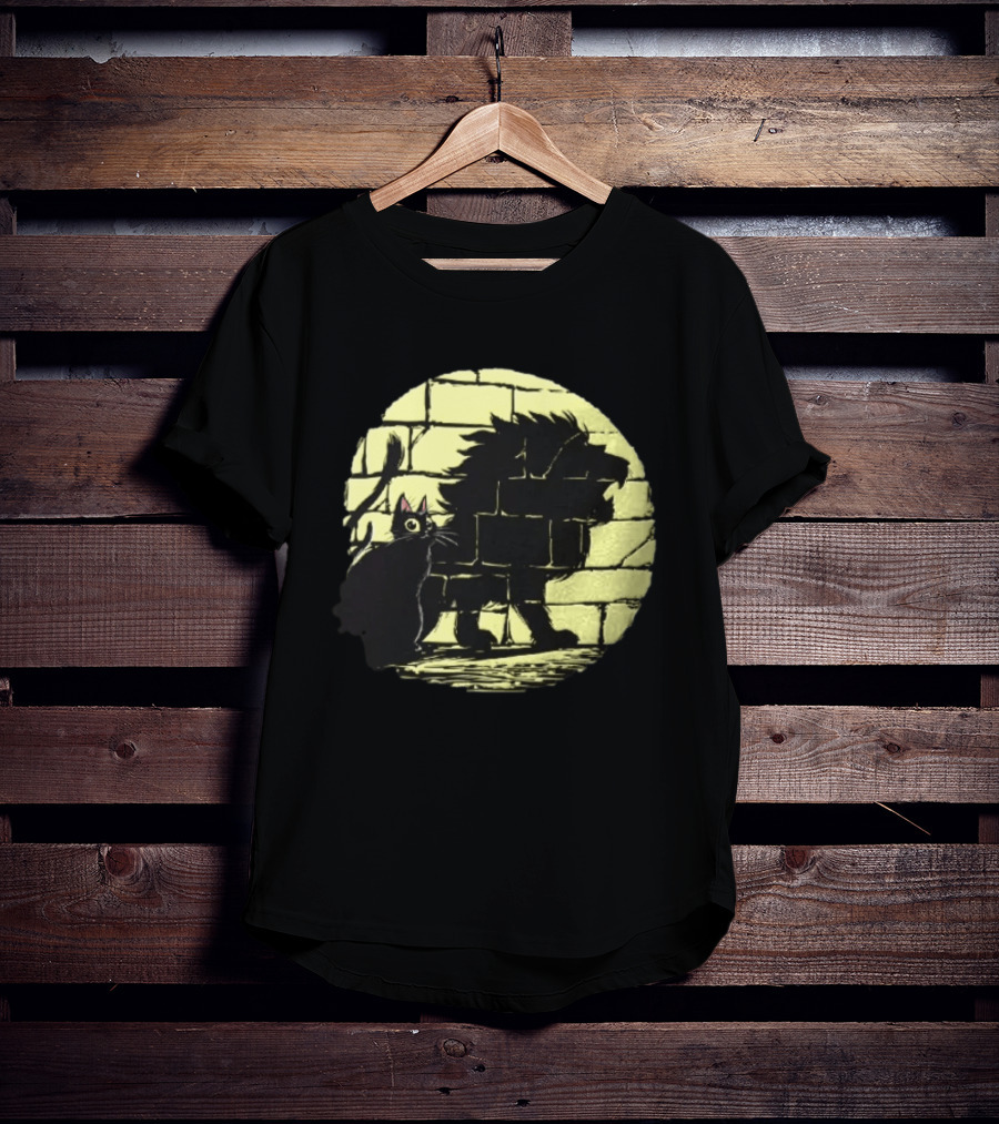 Lion Shadow Black Cat Courageous Kitten Moon T-Shirt