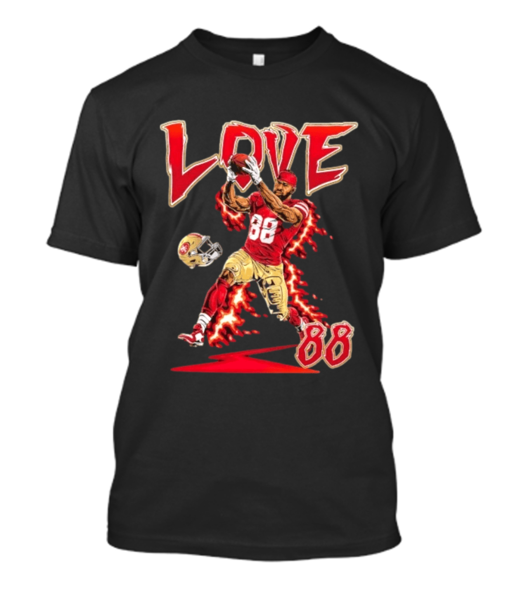 Daejon Love San Francisco 49ers No 88 Football Star Catching Action T-Shirt