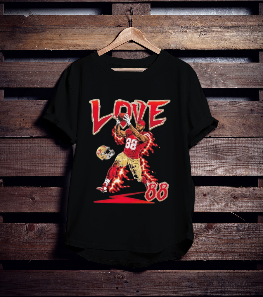 Daejon Love San Francisco 49ers No 88 Football Star Catching Action T-Shirt