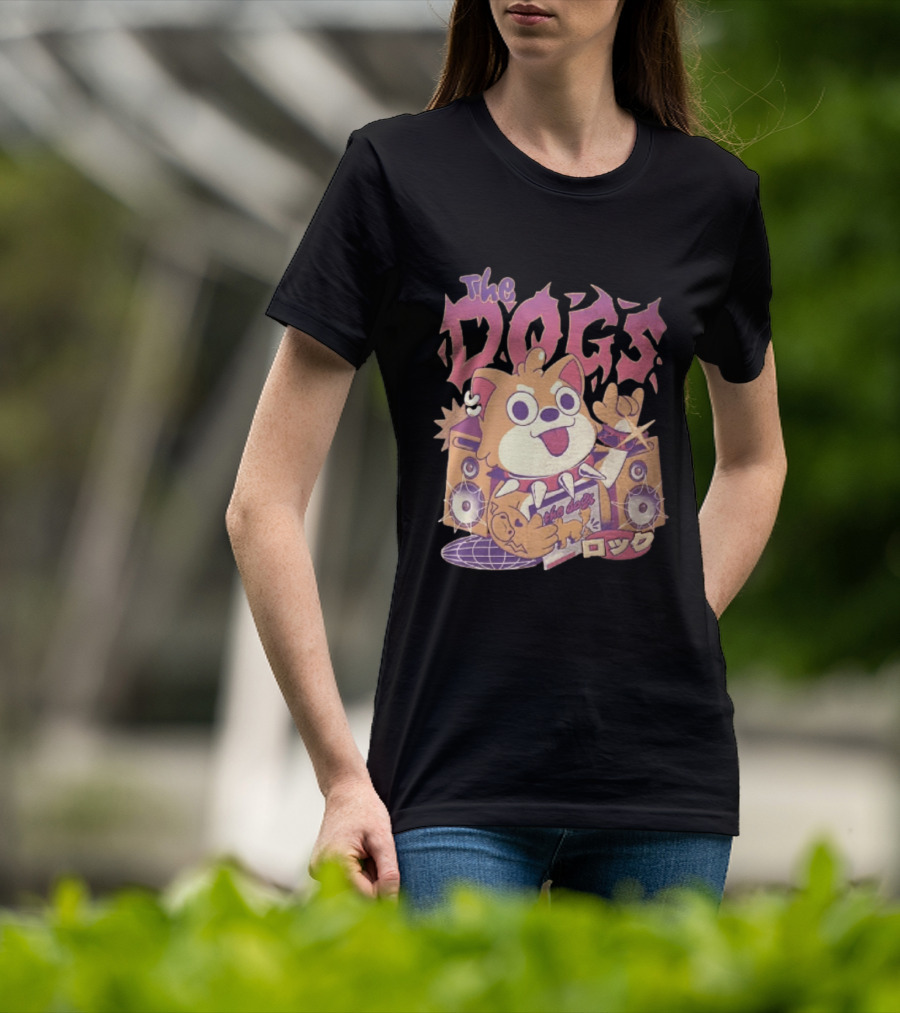 The Dogs Rock Shiba Inu Puppy Punk Rock Music Band With Speakers T-Shirt