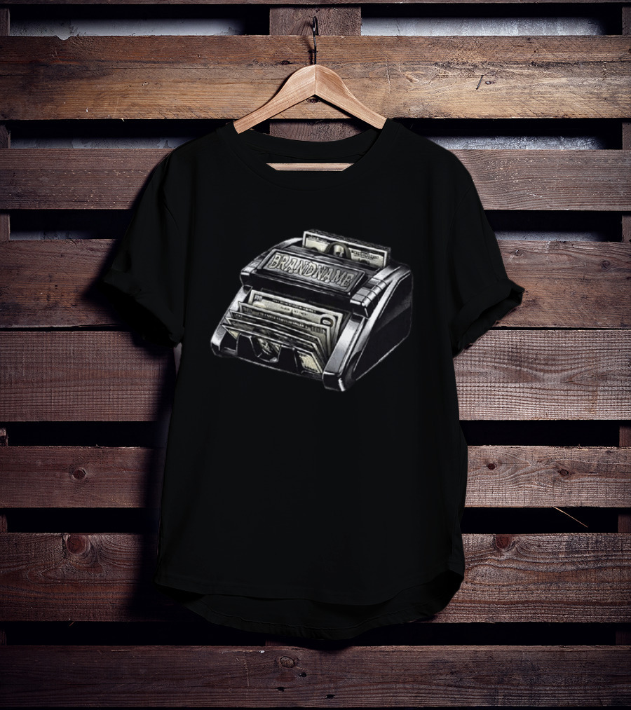 BRANDNAME Money Counter Hundred Dollar Bill Cash Stack Wealth Success T-Shirt