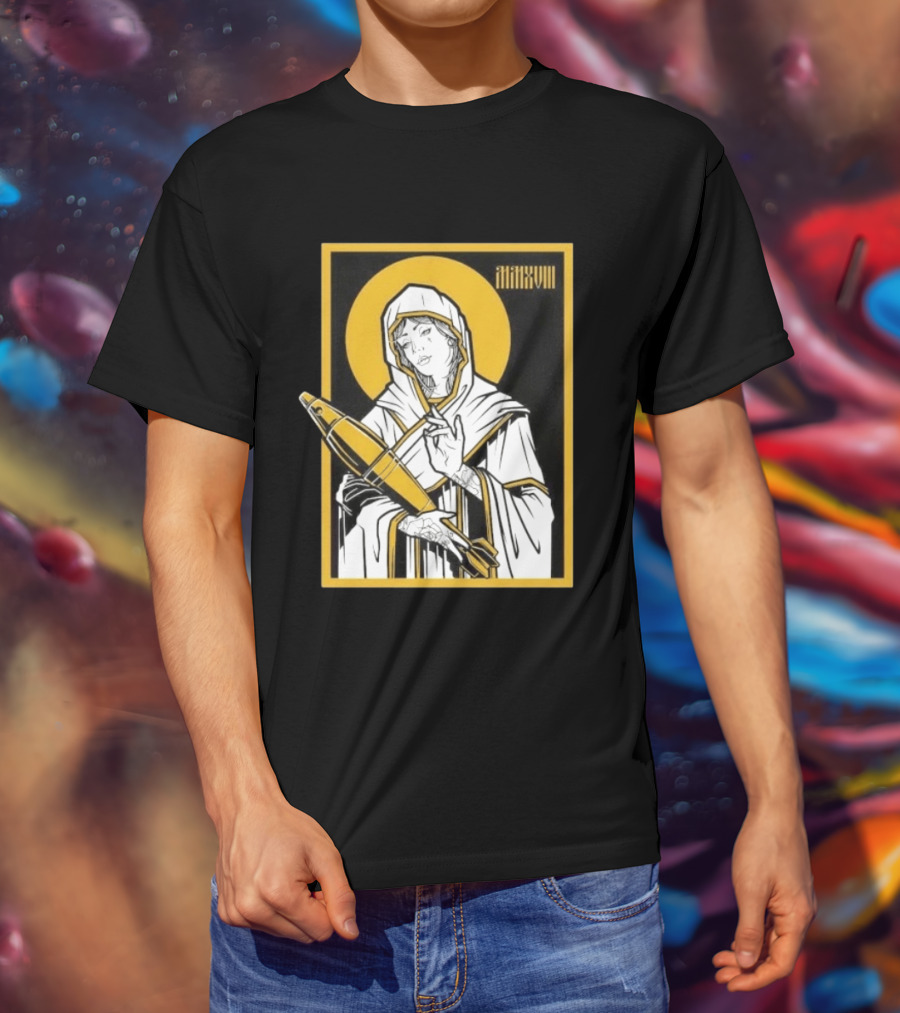 Mortar Mary MMXVIII Religious Iconography Halo And Missile T-Shirt