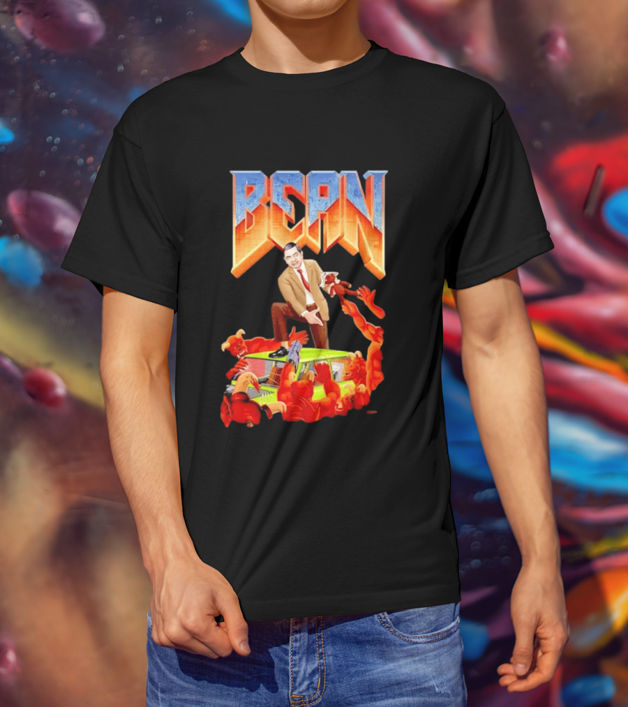 Mr Bean Doom Crossover With Rowan Atkinson Video Game T-Shirt