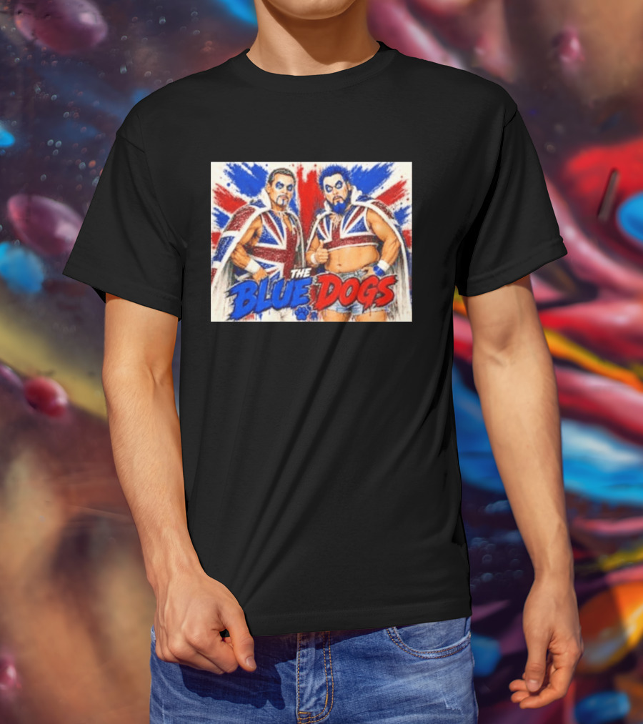 Dynamite Kid The Blue Dogs British Wrestling Union Jack Explosion T-Shirt