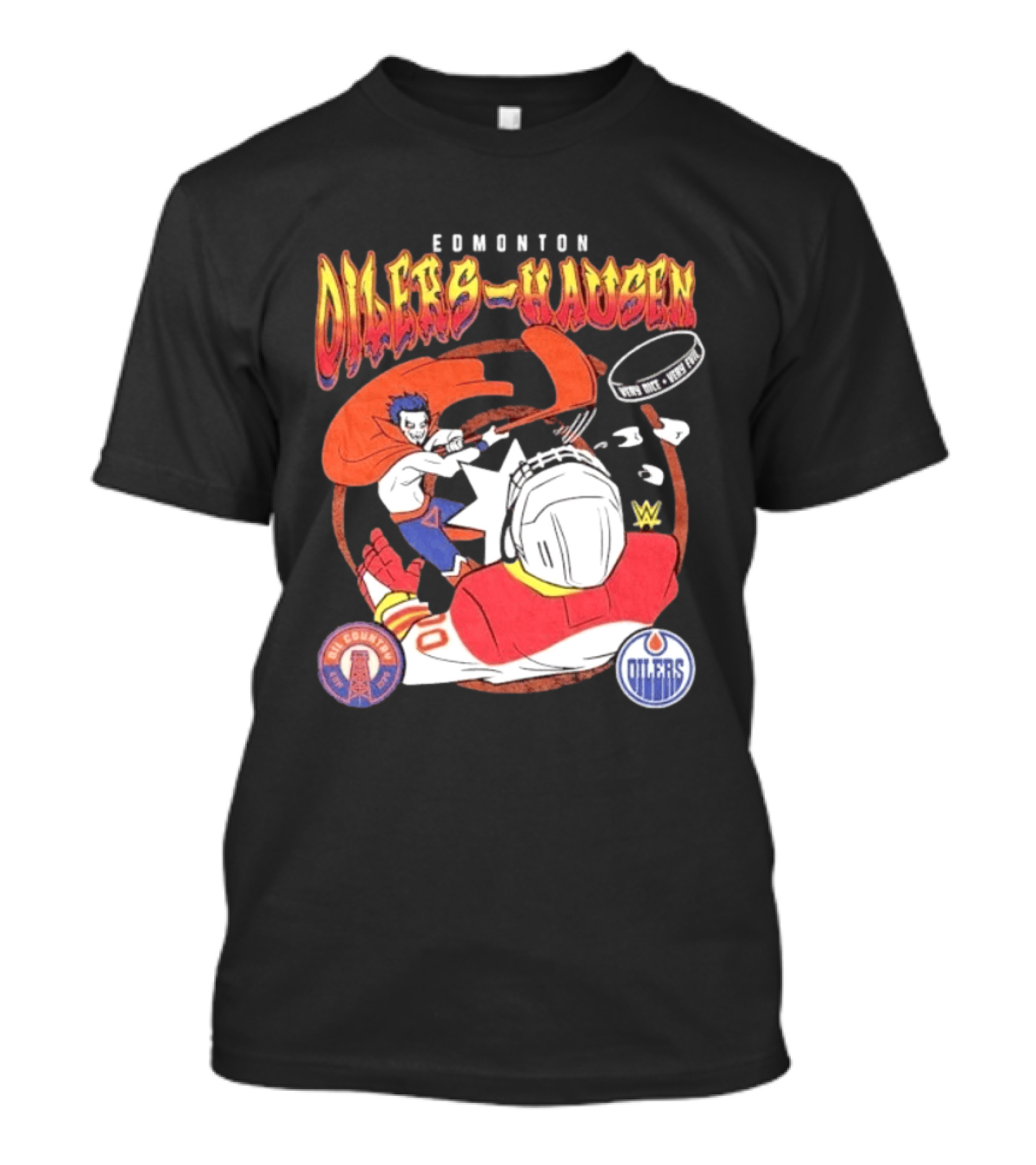 Edmonton Oilers Hausen Very Nice Very Evil WWE Summer Tour T-Shirt