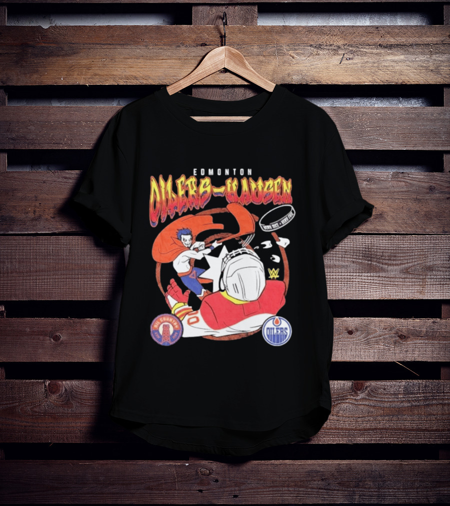 Edmonton Oilers Hausen Very Nice Very Evil WWE Summer Tour T-Shirt